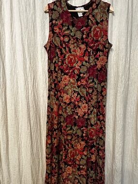 Vintage April Cornell Plus Size Floral Sleeveless Maxi Dress